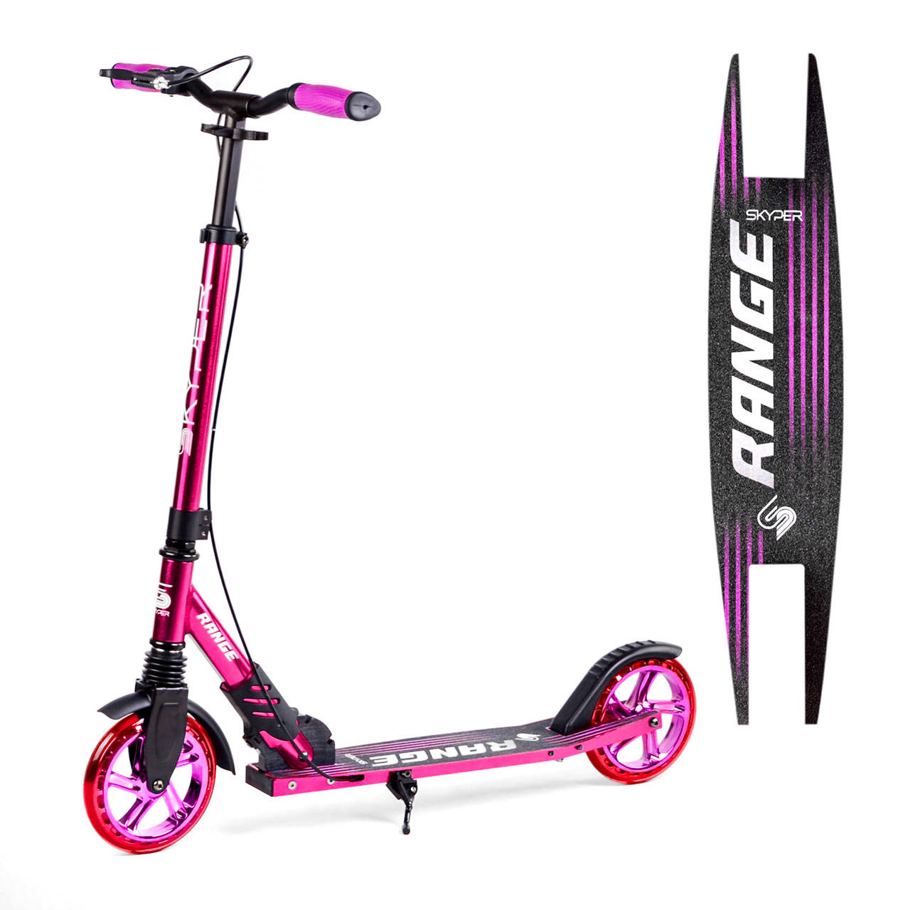 

Самокат двухколесный Best Scooter (ручной тормоз, колеса PU 180мм, амортизатор) Skyper Range S-25562 Розовый