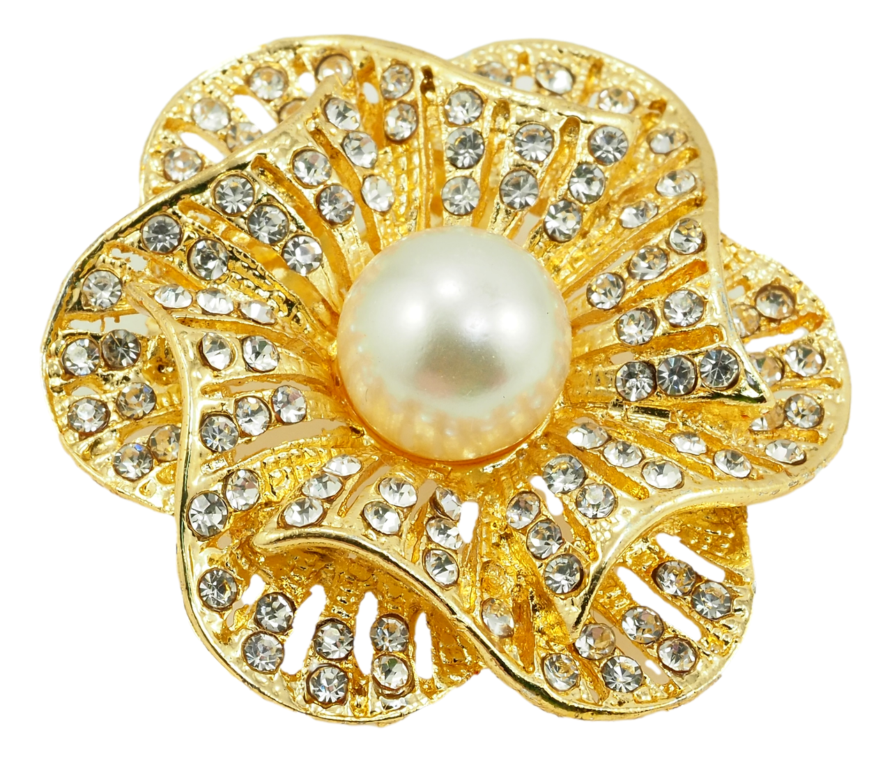 

Брошь "Цветок с белыми стразами и жемчугом"