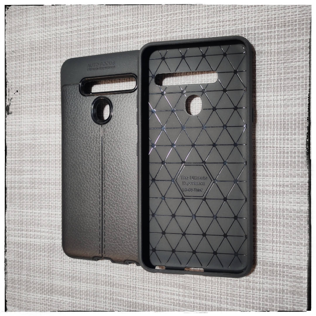 

Кожаный противоударный чехол для LG G8 ThinQ, Черный