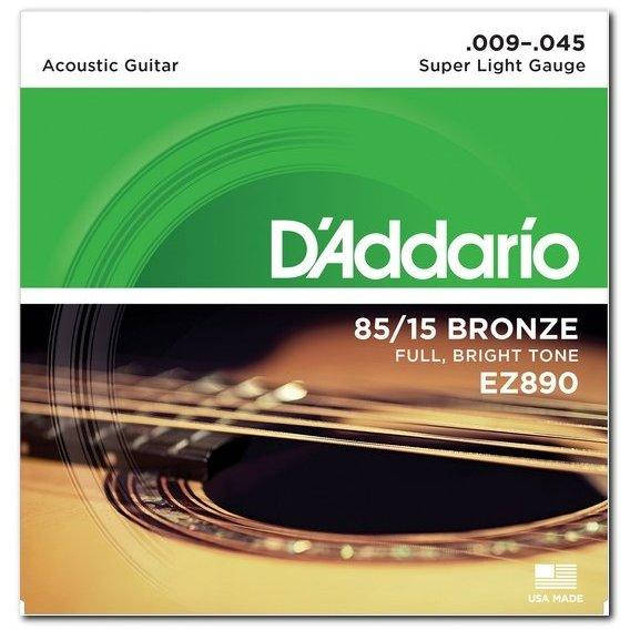 

Струны для акустической гитары D'Addario EZ890 Bronze 85/15 Super Light Acoustic Guitar Strings 09/45