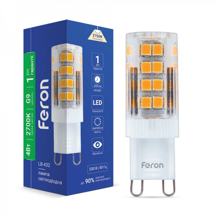 

Светодиодная лампа Feron LB-432 4W 230V G9 2700K