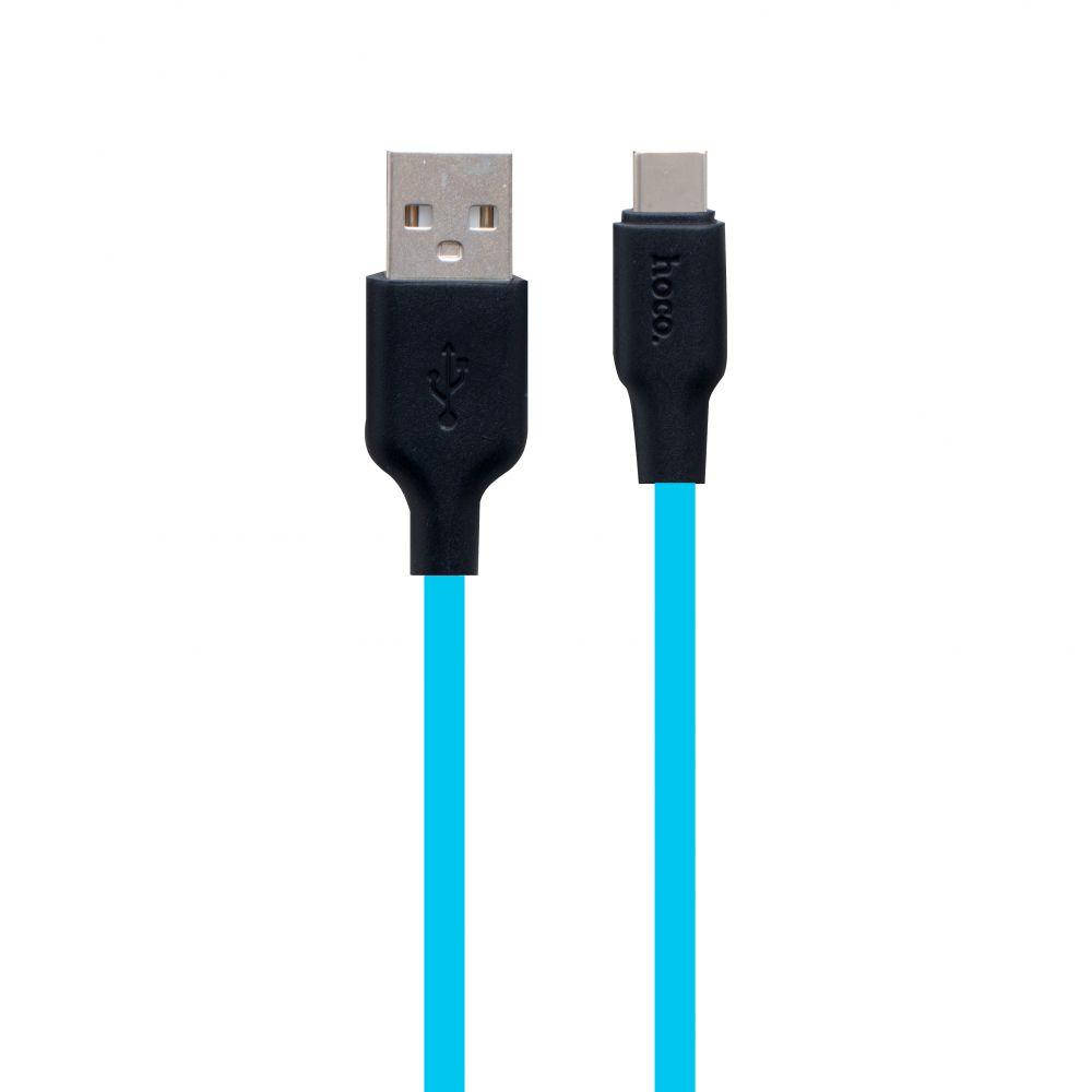 

USB Hoco X21 Plus Silicone Type-C Чёрно-Синий