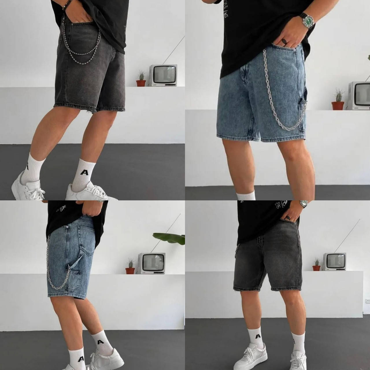 

Шорты джинсовые серые и синие "classic МОМ", Серый