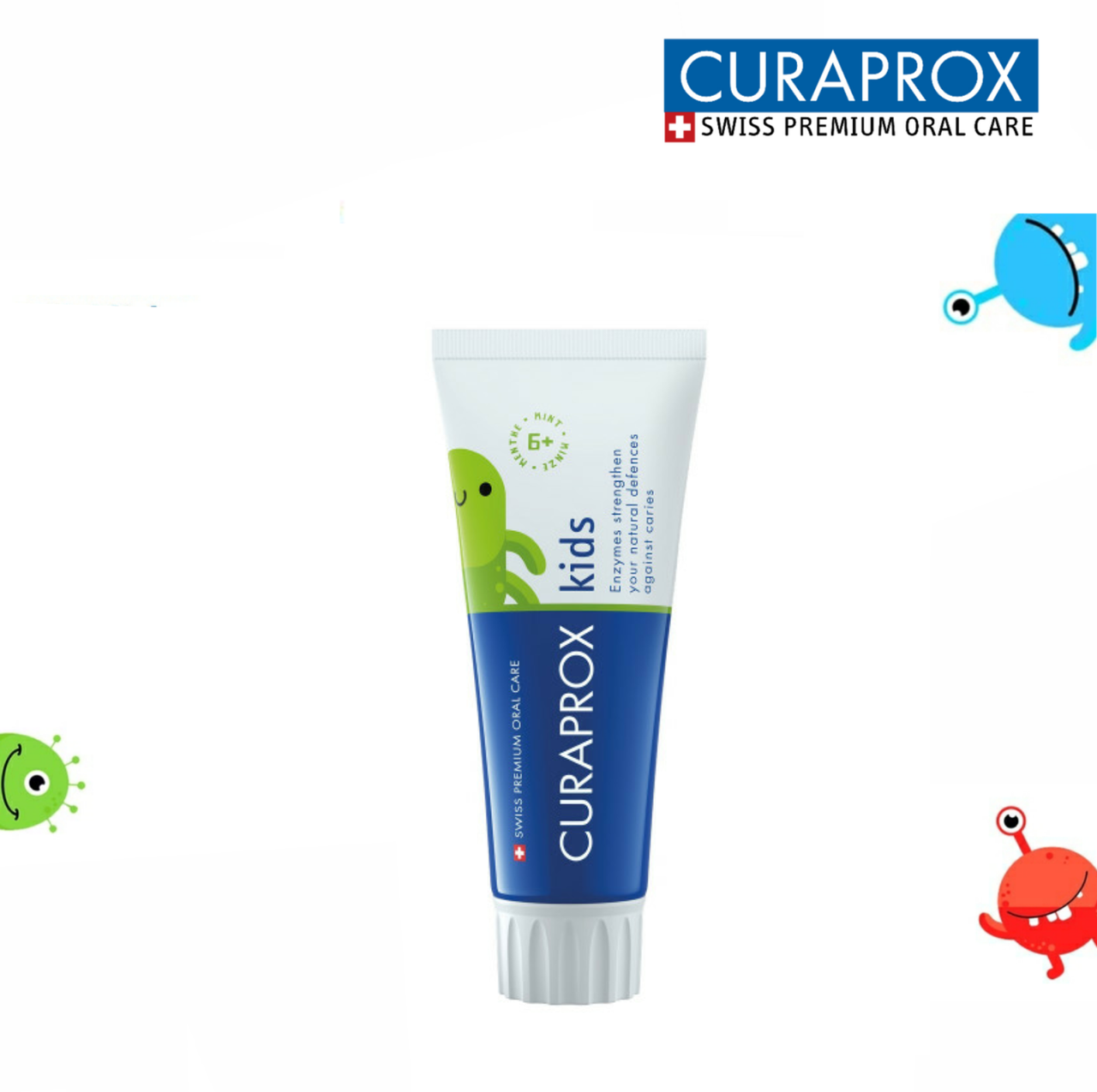 

Детская зубная паста Curaprox Kids с фтором 1450 ppm (от 6 лет),вкус мяты, 60 мл