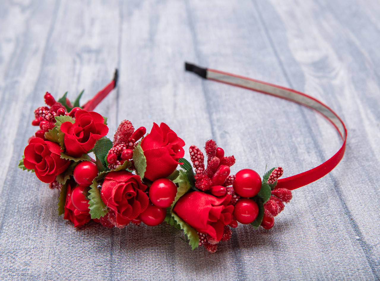 

Обруч для волосся Боковинка Роза червоний