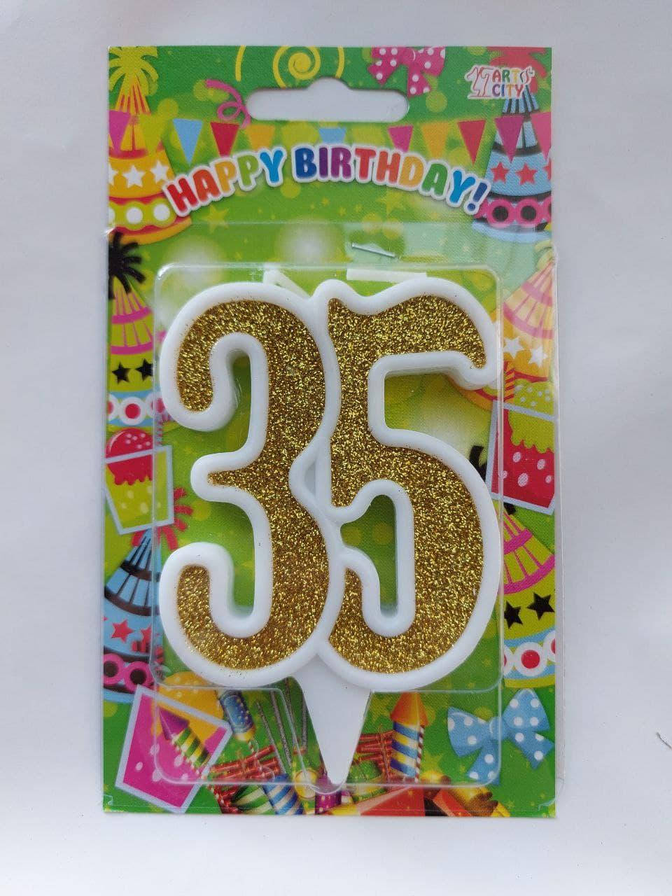 

Свічки цифра "35" ювілейна золото