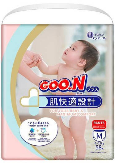 

Трусики-подгузники Goo.N Plus M (6-12 кг) унисекс 58 шт