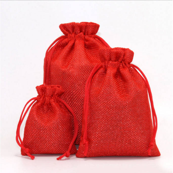 

Мешочек подарочный льняной красный