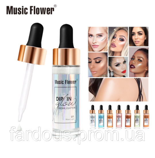 

Хайлайтер, глиттер для лица и тела Music Flower Dip in Glow 15 мл Кладовка