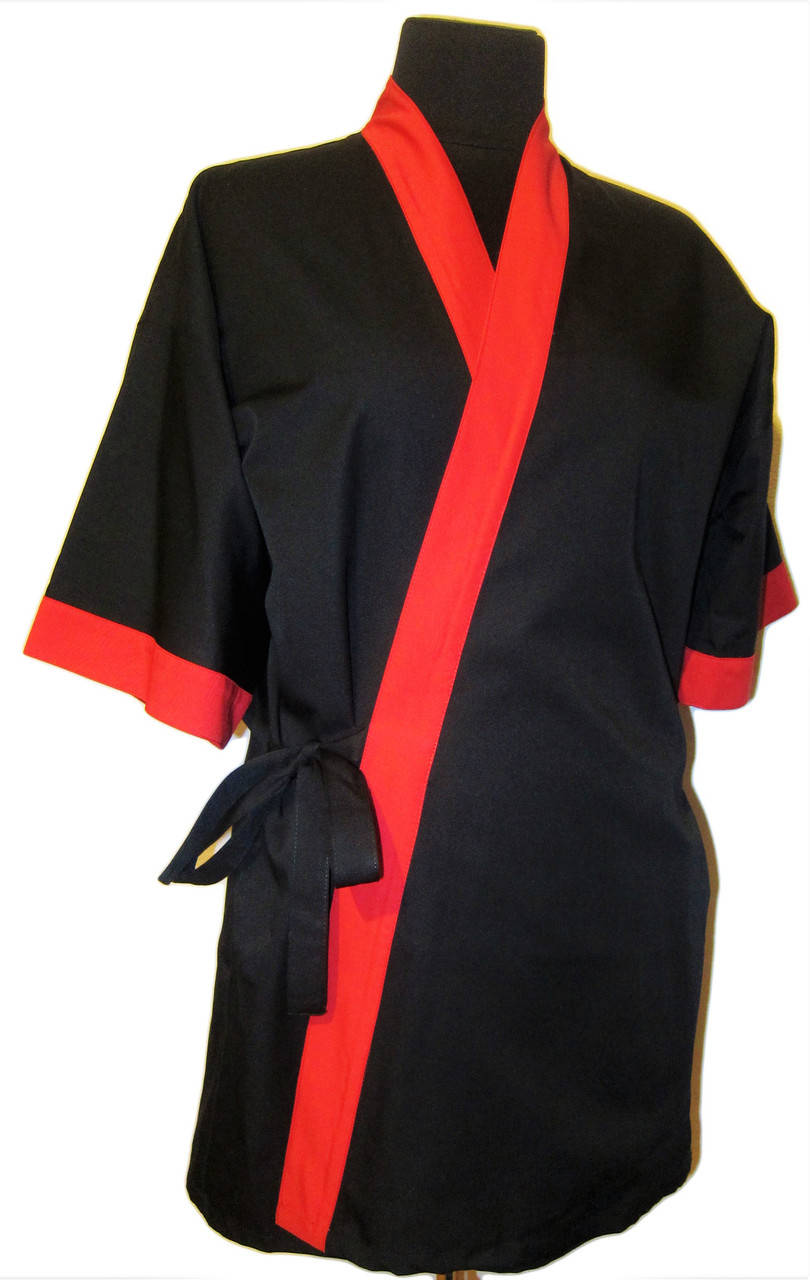 

Кимоно поварское для суши повара черное с красной отделкой Atteks - 00911, Черный