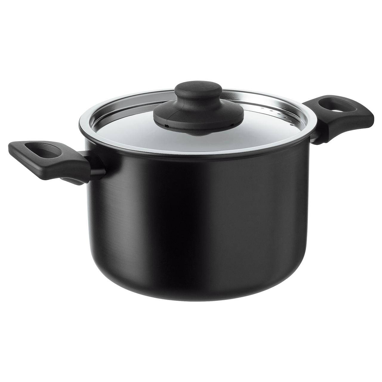 

IKEA Кастрюля с крышкой HEMLAGAD (104.622.03), Черный