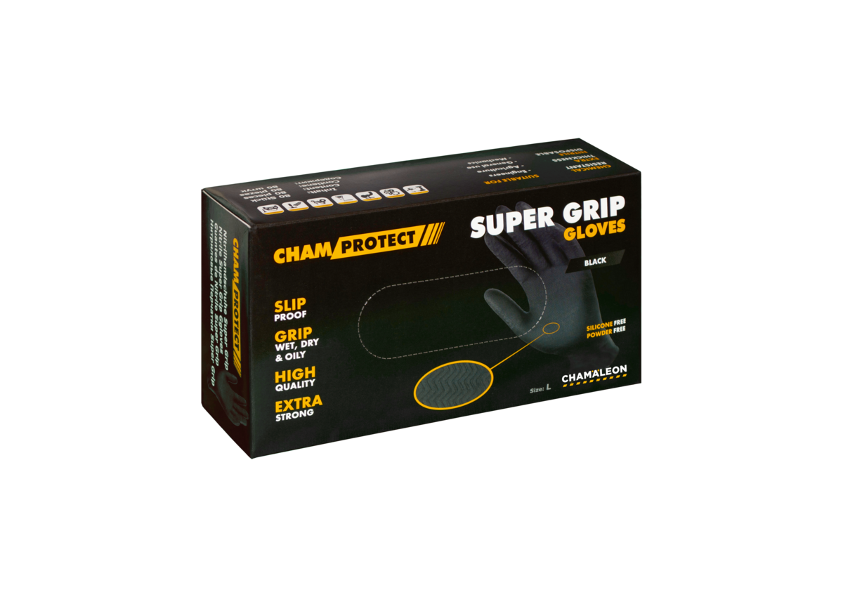 

Перчатки нитриловые Сhamaleon Super Grip,  80 шт, Черный