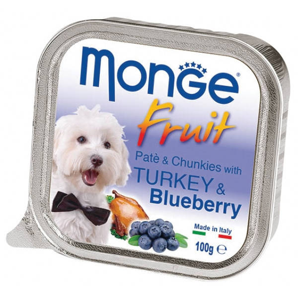 

Вологий корм Monge (Монже) DOG FRUIT ніжний паштет з індичкою і чорницею, 100гр