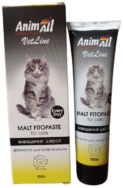 

AnimAll VetLine Фитопаста для выведения шерсти из желудка кошек - 100 г