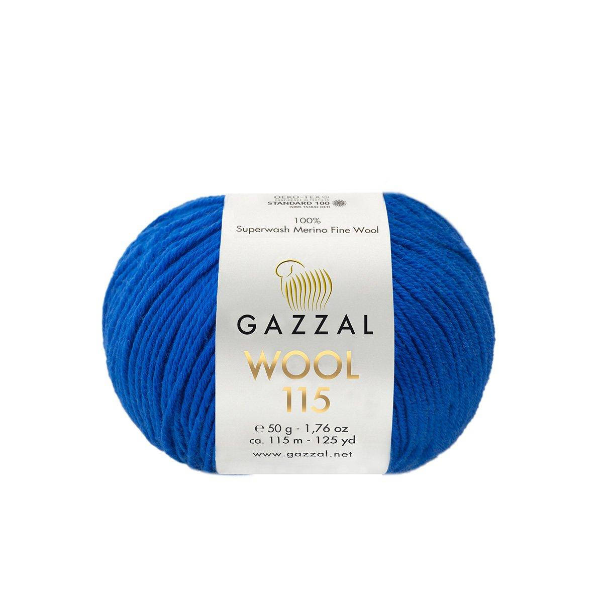 

Gazzal Wool 115 (Газзал Вул 115) № 3330 ярко-синий (Пряжа мериносовая, нитки для вязания)