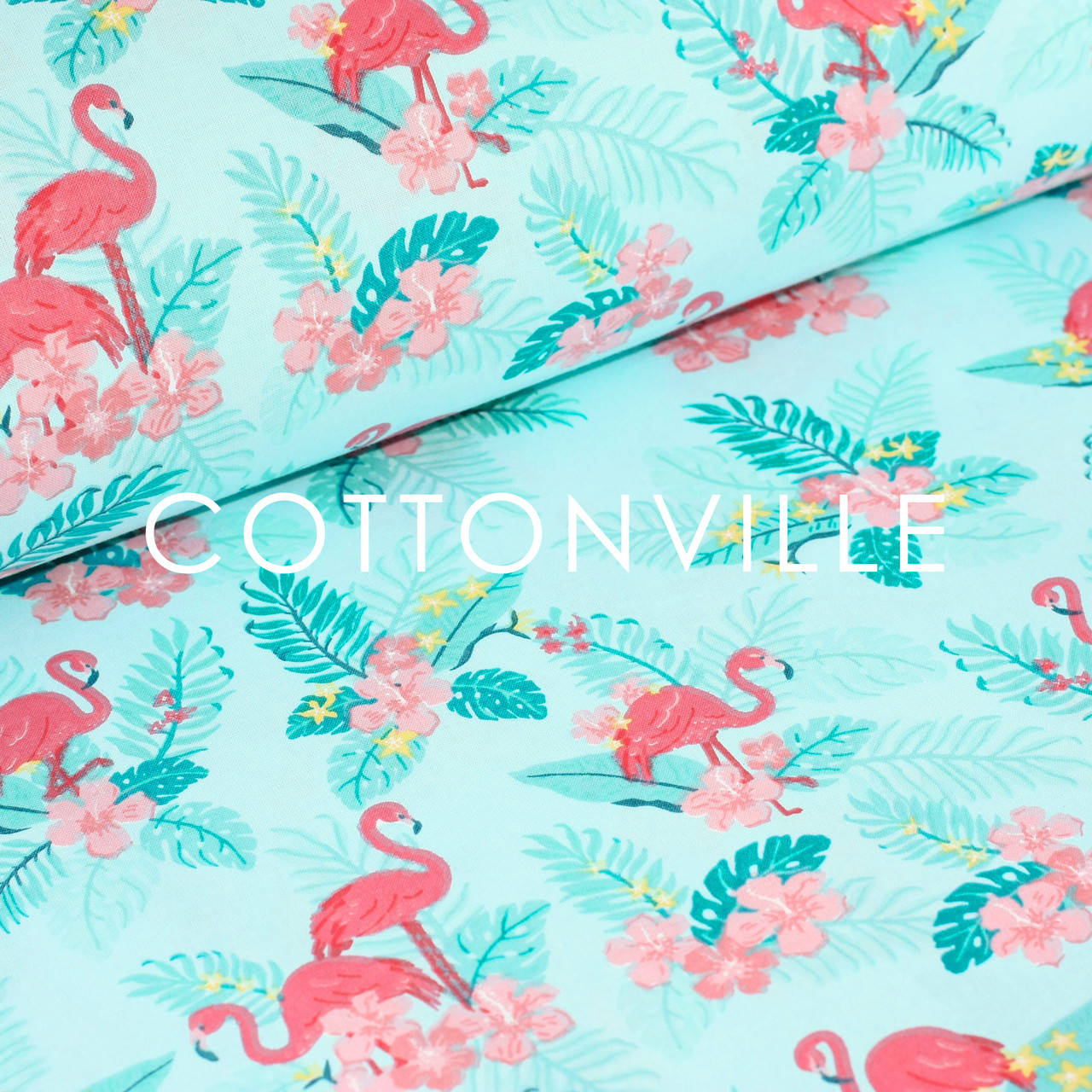 

✁ Отрезы польской бязи Фламинго с цветами холодная мята