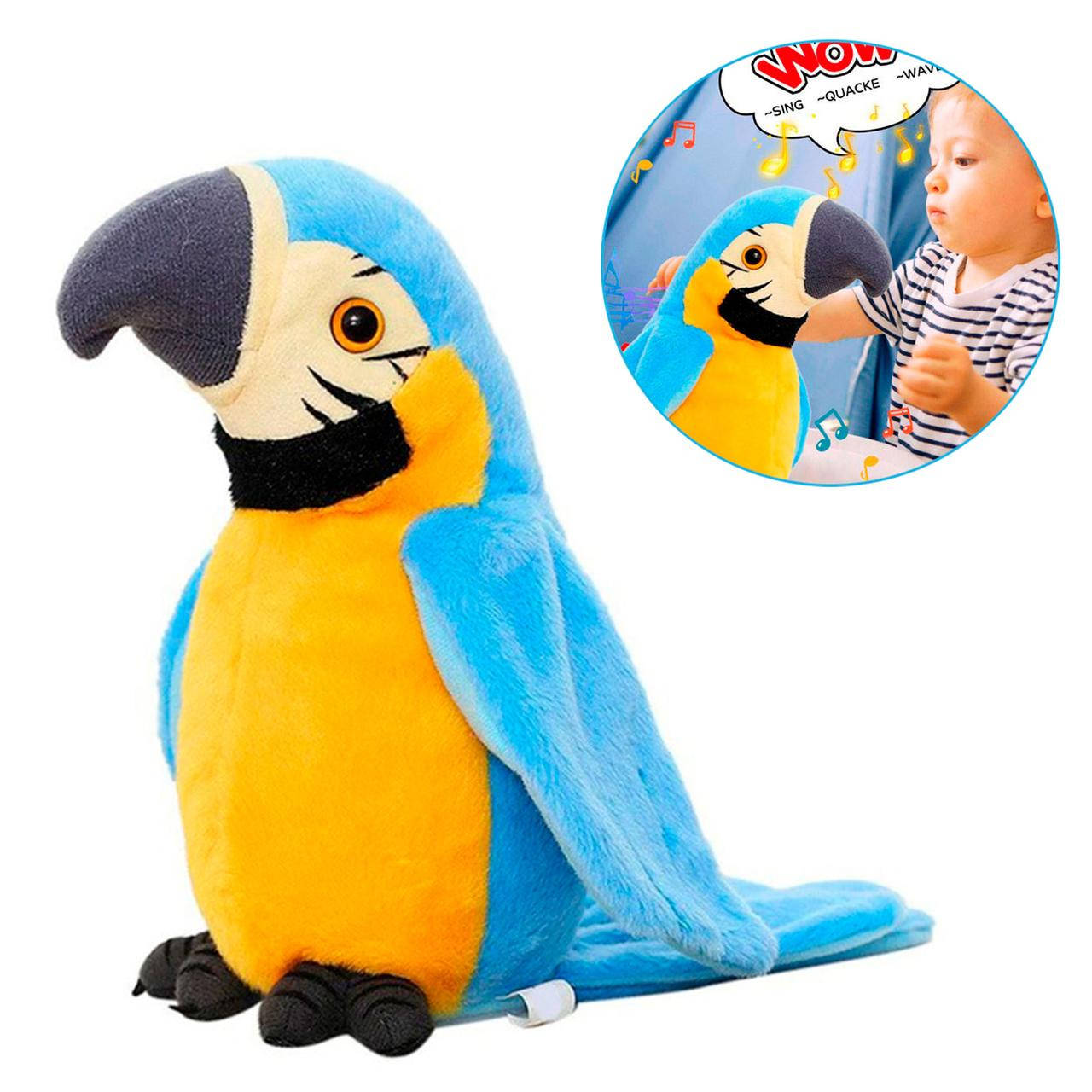 

Интерактивная игрушка-повторюшка Попугай 22 см Parrot Talking Синий