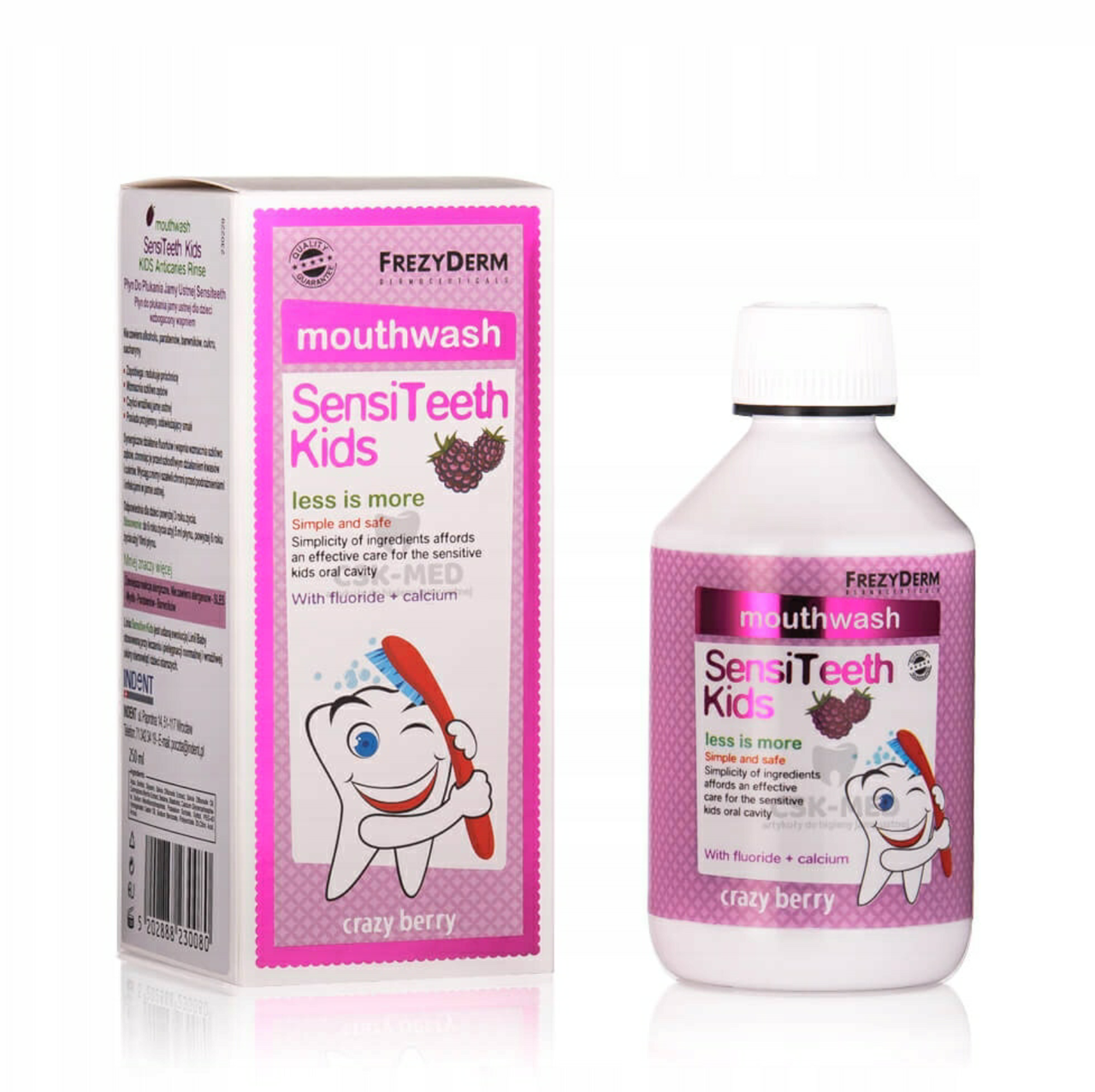 

Ополаскиватель FrezyDerm SENSITEETH KIDS MOUTHWASH с фтором, кальцием и ксилитом, 250 мл
