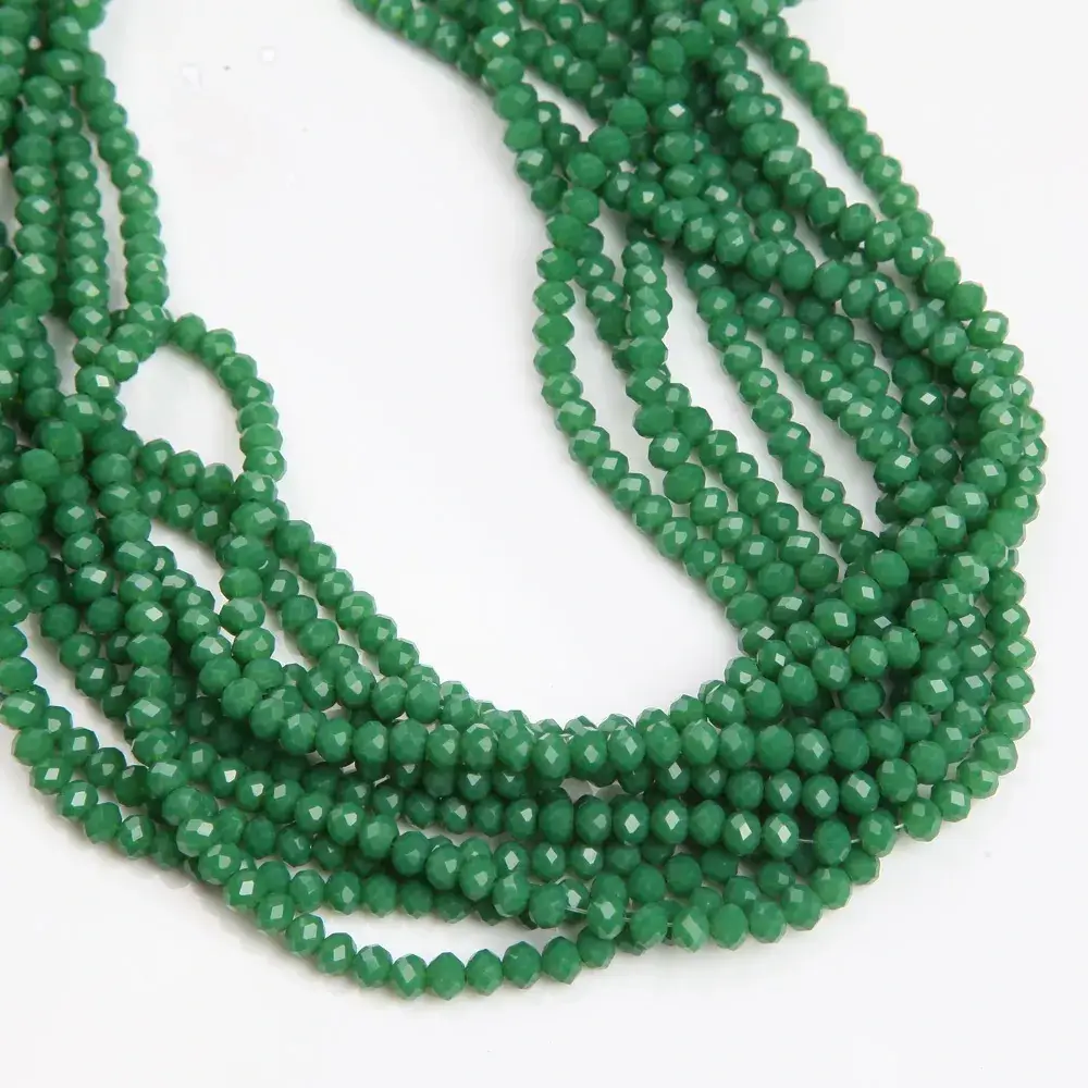 

Бусины хрустальные (Рондель) 6*4 мм, пачка 90-95 шт, цвет - зеленый матовый, Зелёный