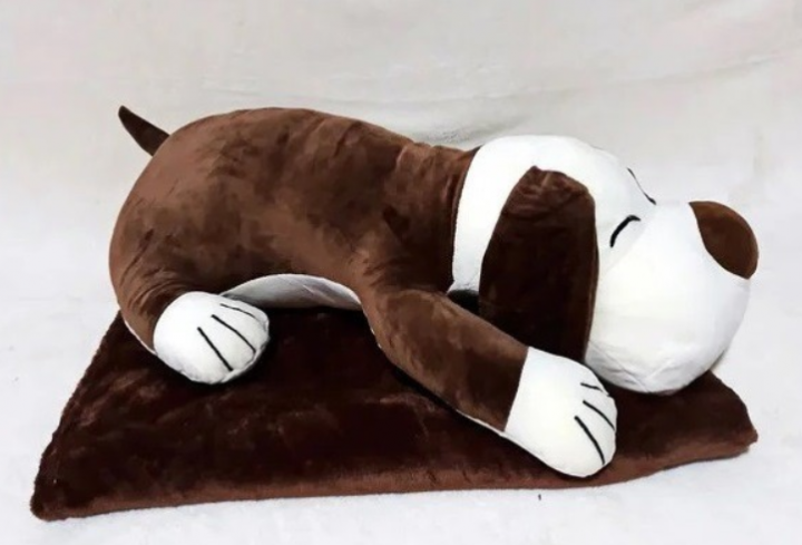 

Мягкая игрушка подушка и плед 3 в 1 Koloco Собачка темно коричневая