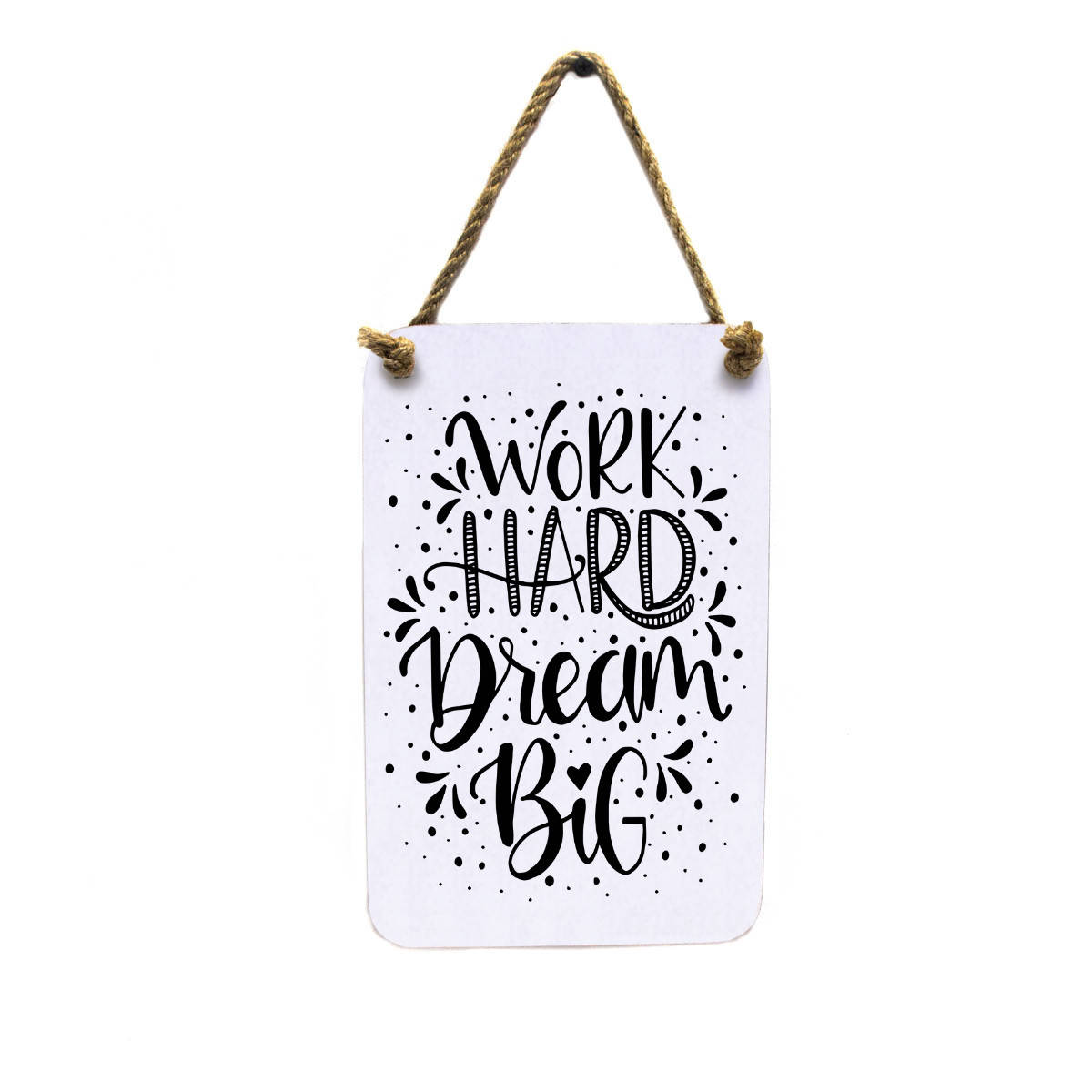 

Деревянное панно "Work hard dream big", размер 17 х 26 х 0,5 cм, Белый