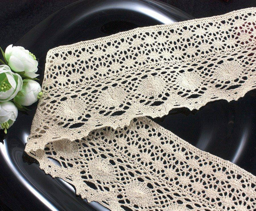 

(1 метр) кружево натуральное хлопок (лен) 10 см Цвет - Бежевый (лен-2744)