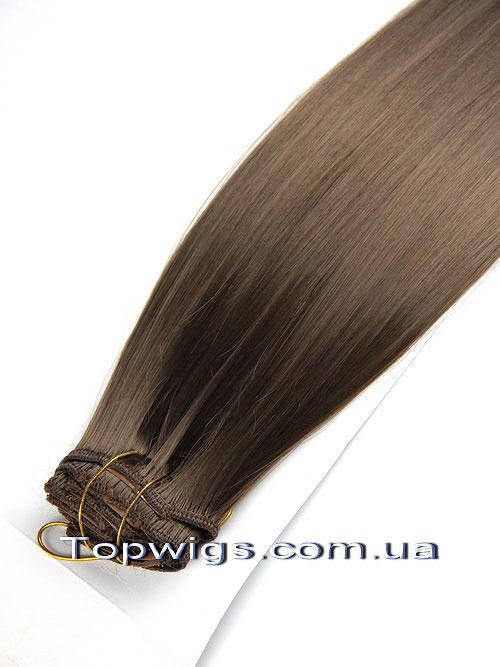 

Набор из 8 прядей, 70 СМ термо волосы на заколках клипсах, трессы цвет 10 русый