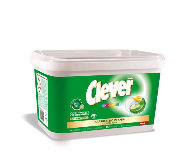 

Капсулы для стирки цветных и белых тканей Clever Color&White 20*18г