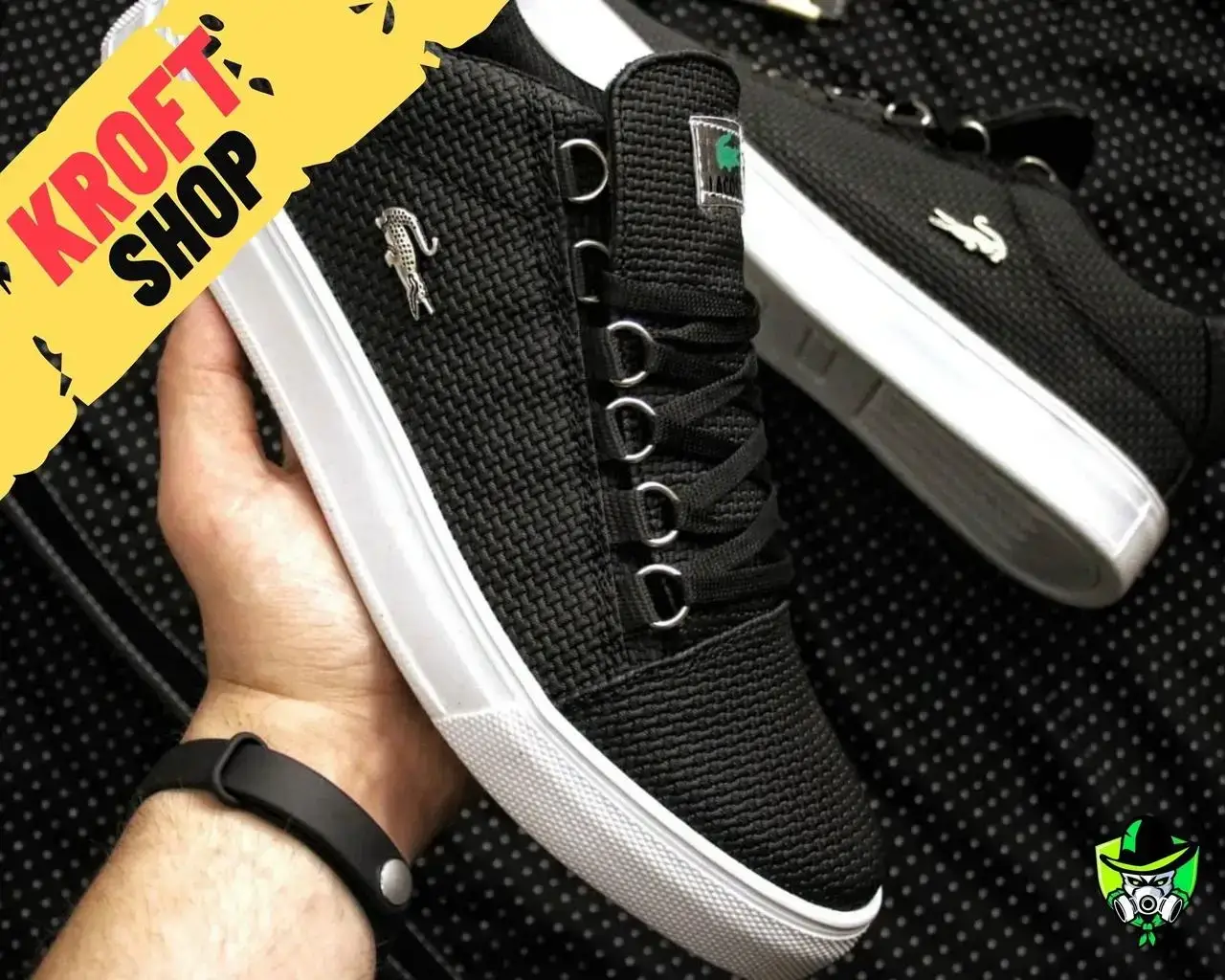 

Мужские черные Кеды-Кроссовки Lacoste обувь мужская демисезонная Размеры 40 41 43 44, Черный