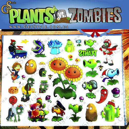 

Детские татуировки Plants vs. Zombies - "Tatto Set"- 34 шт., Разные цвета
