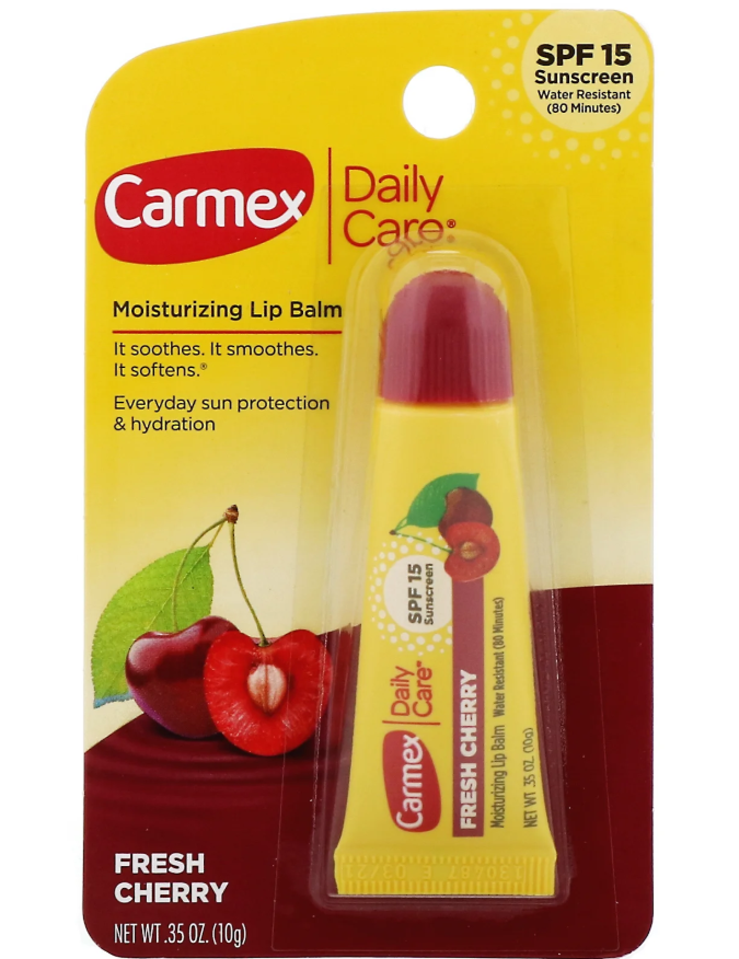 

Carmex, Daily Care, увлажняющий бальзам для губ, вишня, SPF 15, 10 г (0,35 унции)