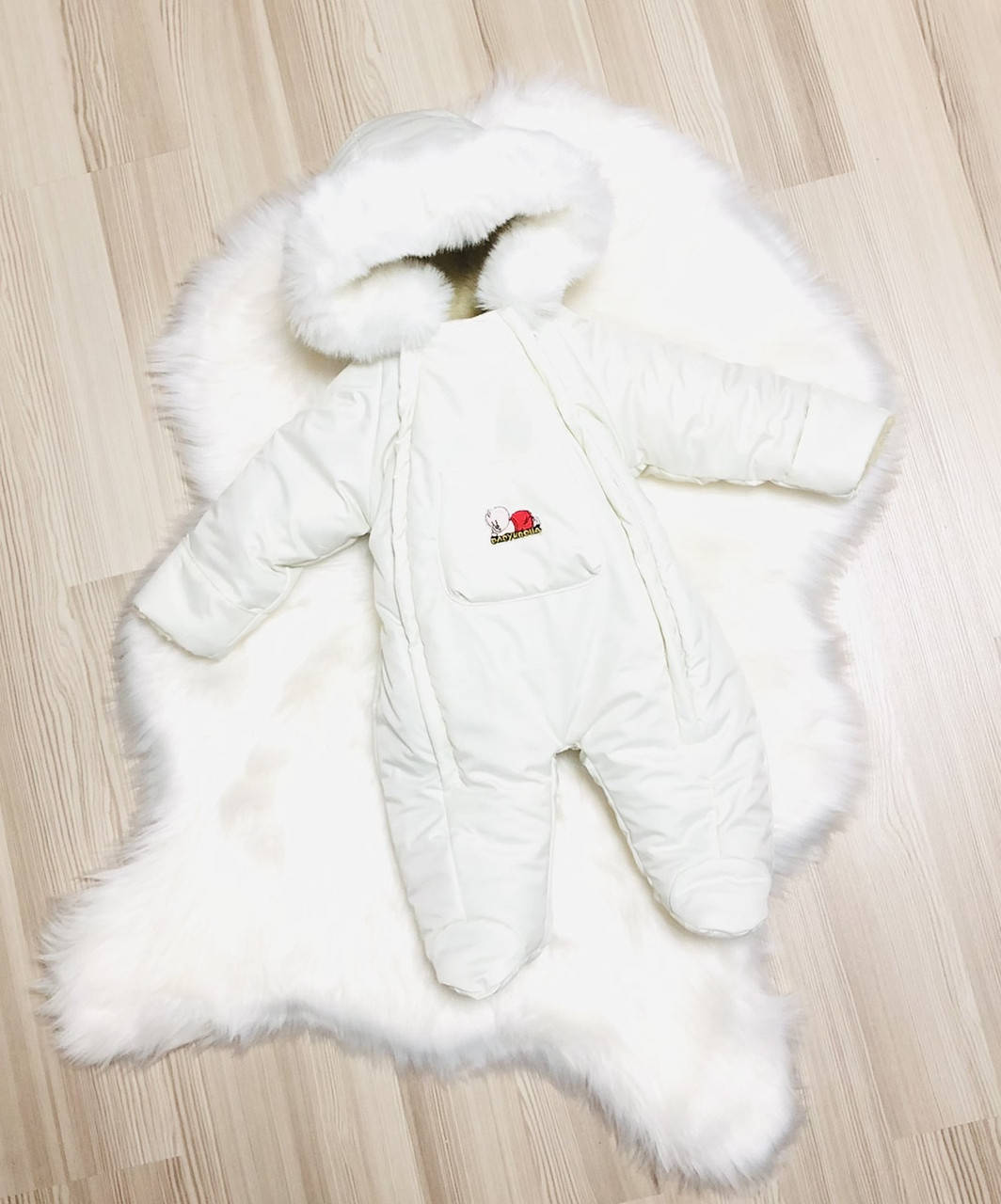 

Детский зимний комбинезон для малышей от 0 до 6 месяцев. 62, Белый