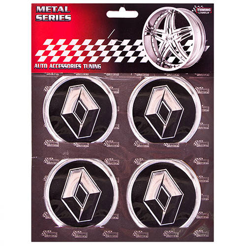 

Наклейки на колпаки, диам. 60 мм "RENAULT" черные (4 шт), Черный