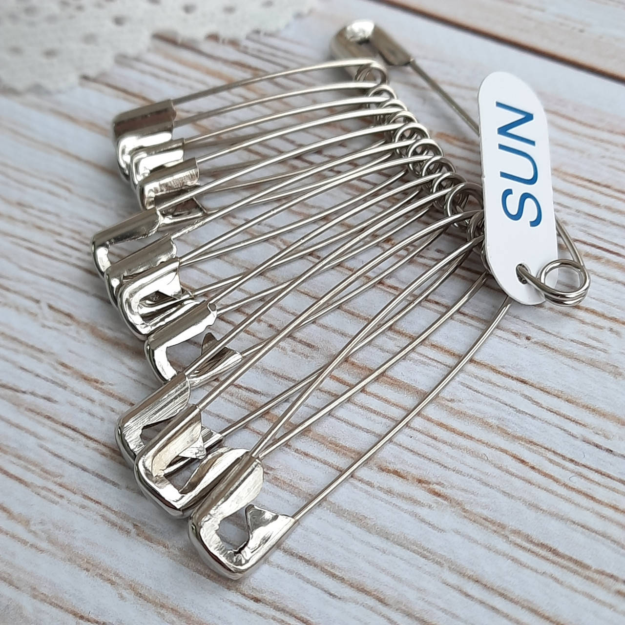 

Шпильки англійські, асорті великі (3,5 см - 5,5 см), срібло, SUN