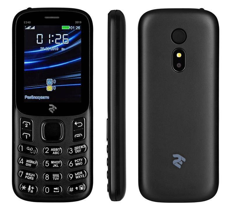 

Мобильный телефон 2E E240 2019 Dual Sim Black (680576169990), Черный