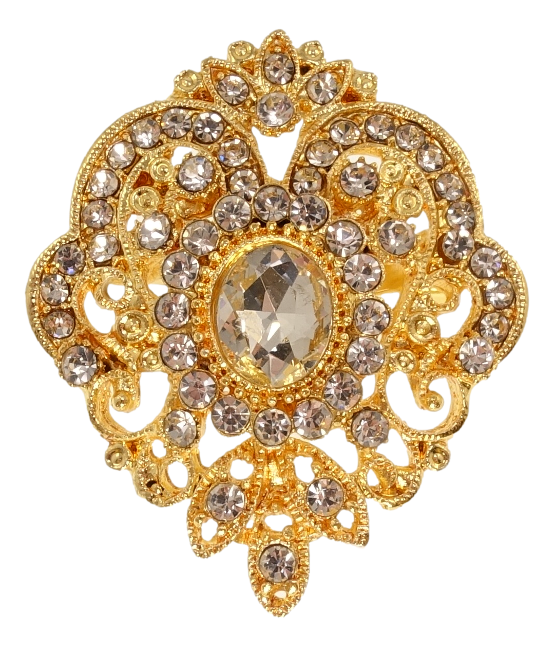 

Брошь "Цветочный орнамент с белыми стразами"