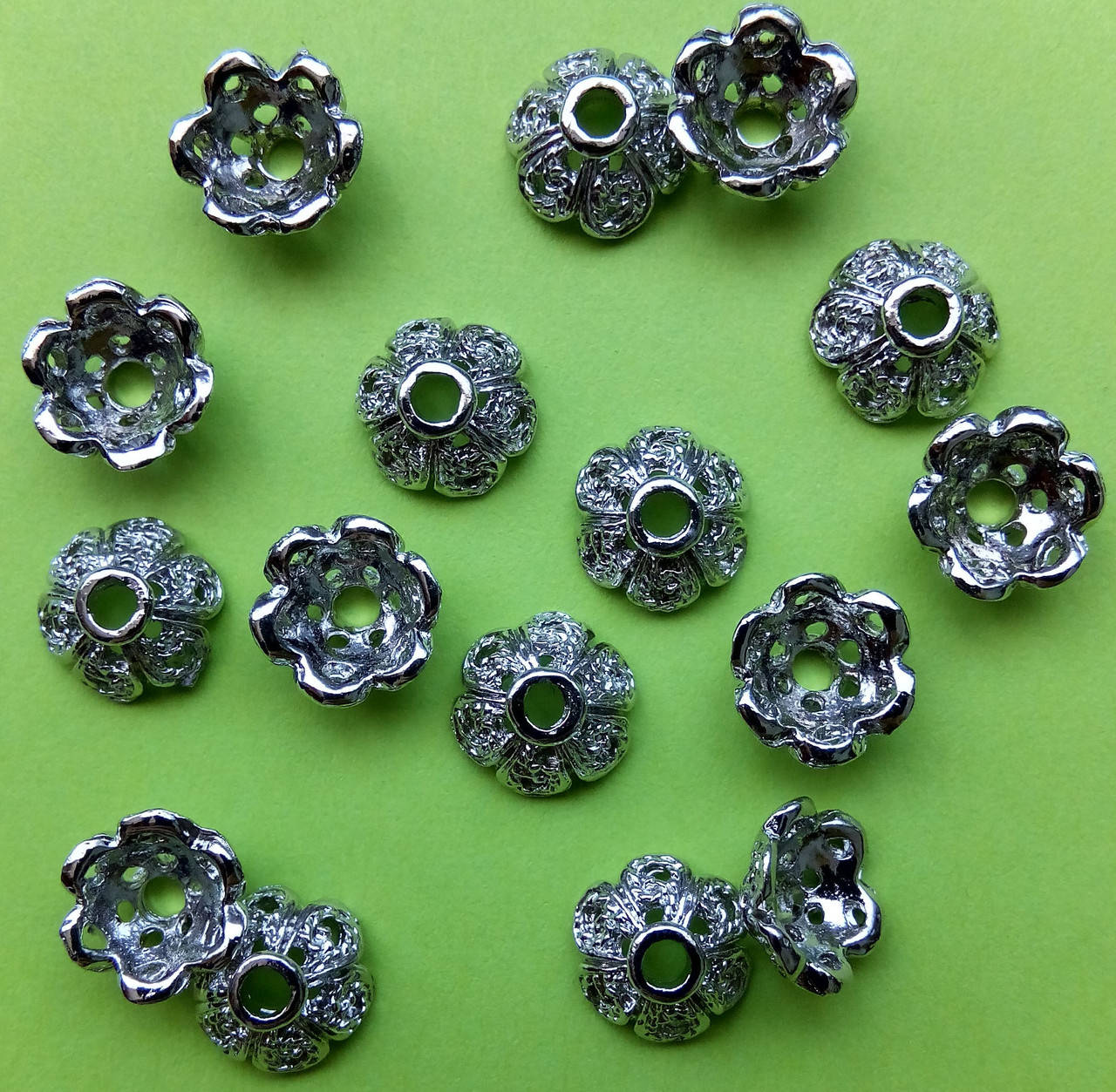 

Обіймач для намистин "ажур" 8 мм, під срібло