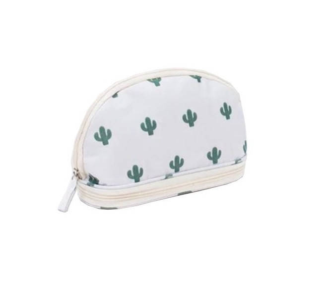 

Косметичка полукруглая с двойным дном Кактус Белая, Белый