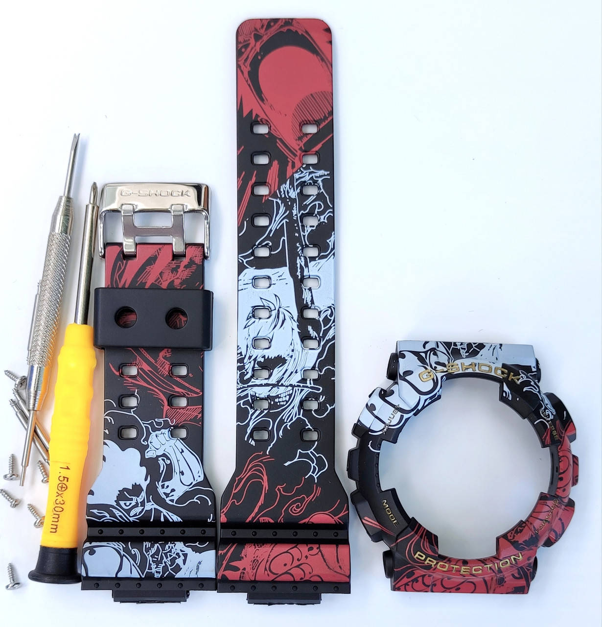 

Casio ремешок, безель (рант) для часов G-SHOCK GA-100 / GA-110 / GA-120 GD-100 GD-120 Матовый Черно-красный