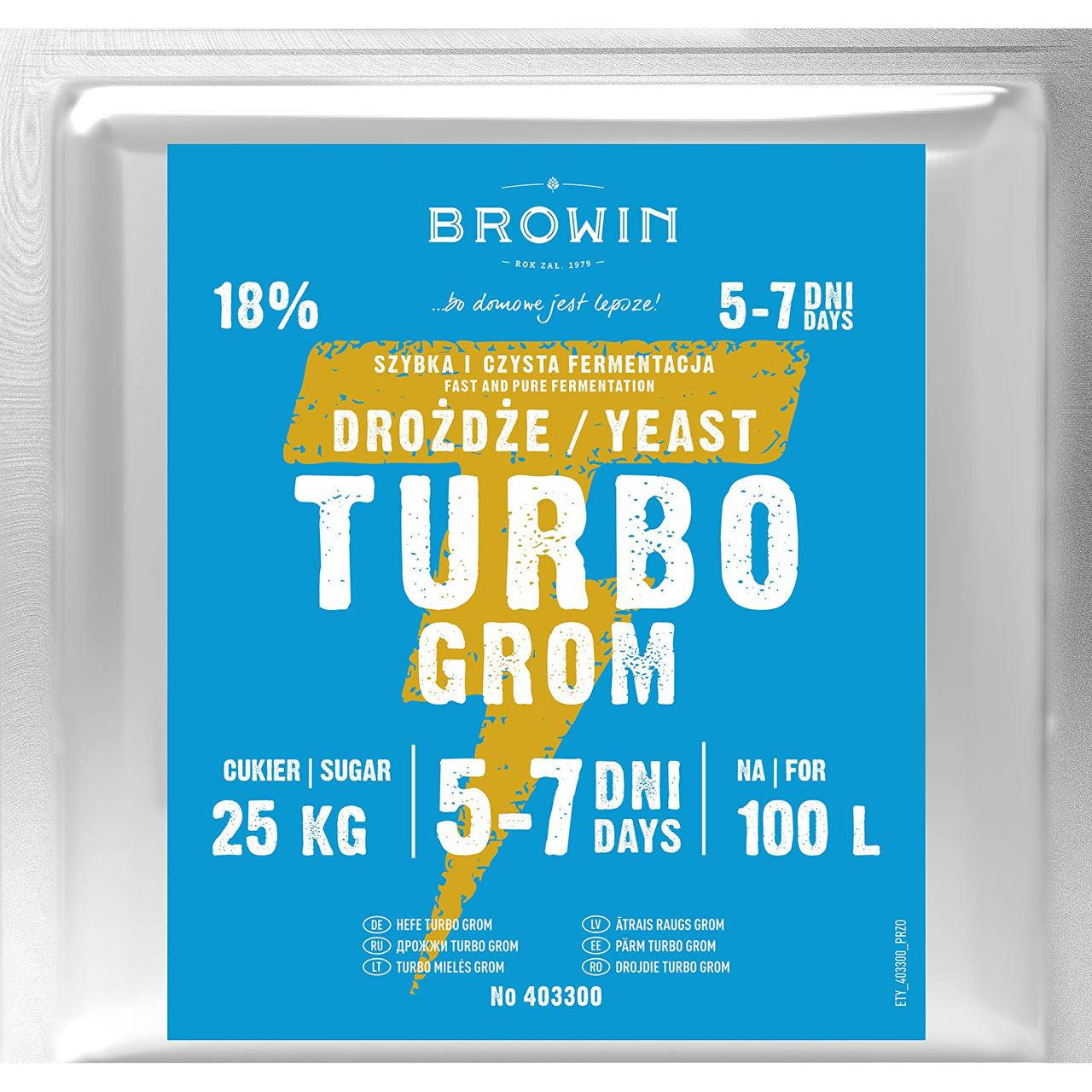 

Дрожжи спиртовые Browin Turbo Grom 340г. 403300