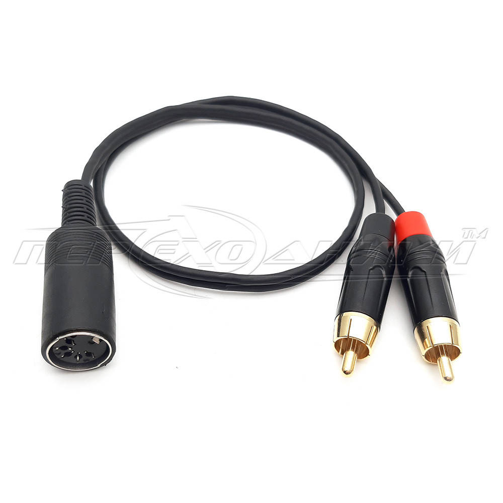 

Кабель 5 pin DIN (F) to 2RCA - (металл), премиум, в экране, Черный