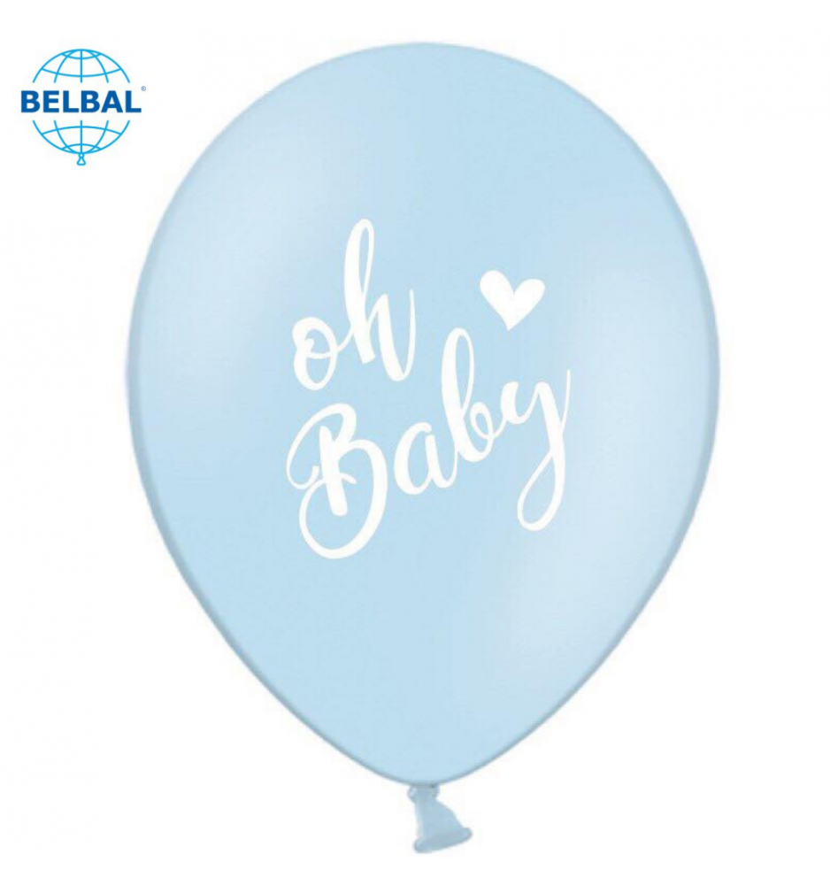 

Латексный шарик BELBAL 12"(30 см) OH BABY на голубом, Разные цвета