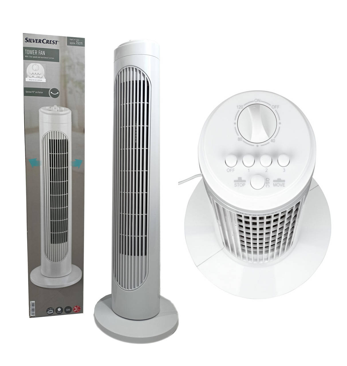 

Колонный вентилятор SilverCrest STV 50 F1 White (76 см, 50 Вт, Германия)