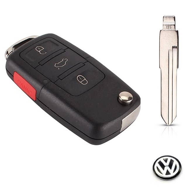 

Выкидной ключ Фольксваген Пассат Б3 Б4 (3 кнопки+Panic/Жало HU49/Лого VW Black)