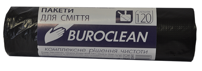 

Пакети для сміття BuroClean 120л/10шт 10200041 ECO чорні (35)