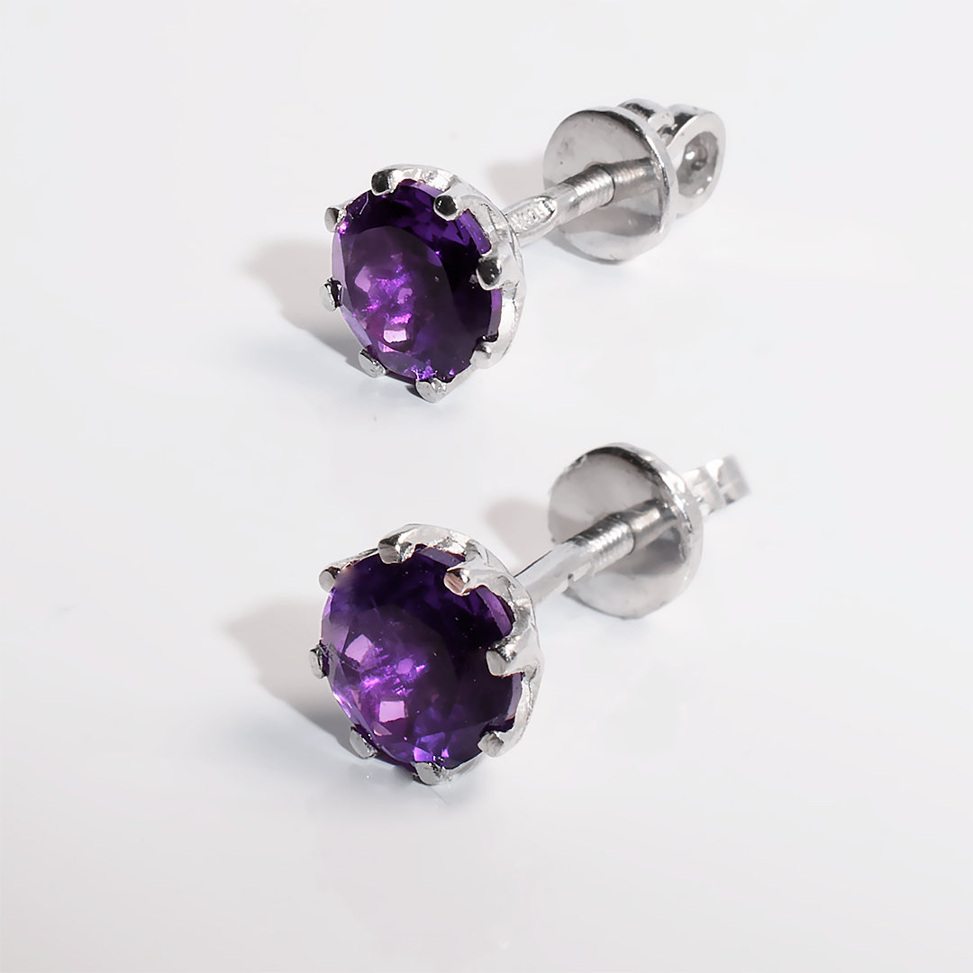 

Аметист серебряные серьги пуссеты, 1636СА