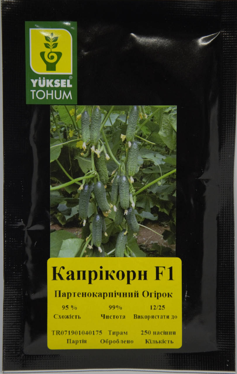 

Капрікорн F1 250 шт Yuksel Seeds Огірок Самозапильний Насіння (Каприкорн F1 Огурец Самоопыляемый Семена)