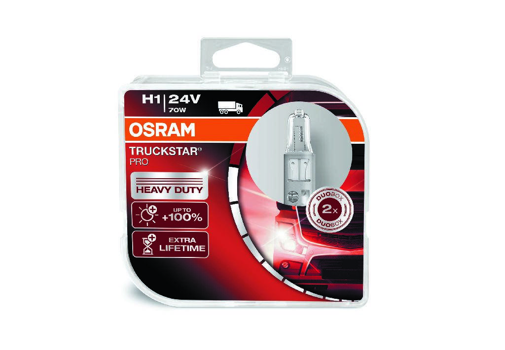 

Лампа галогенная H1 Osram 64155 TSP Duobox 24V 70W (+100%)