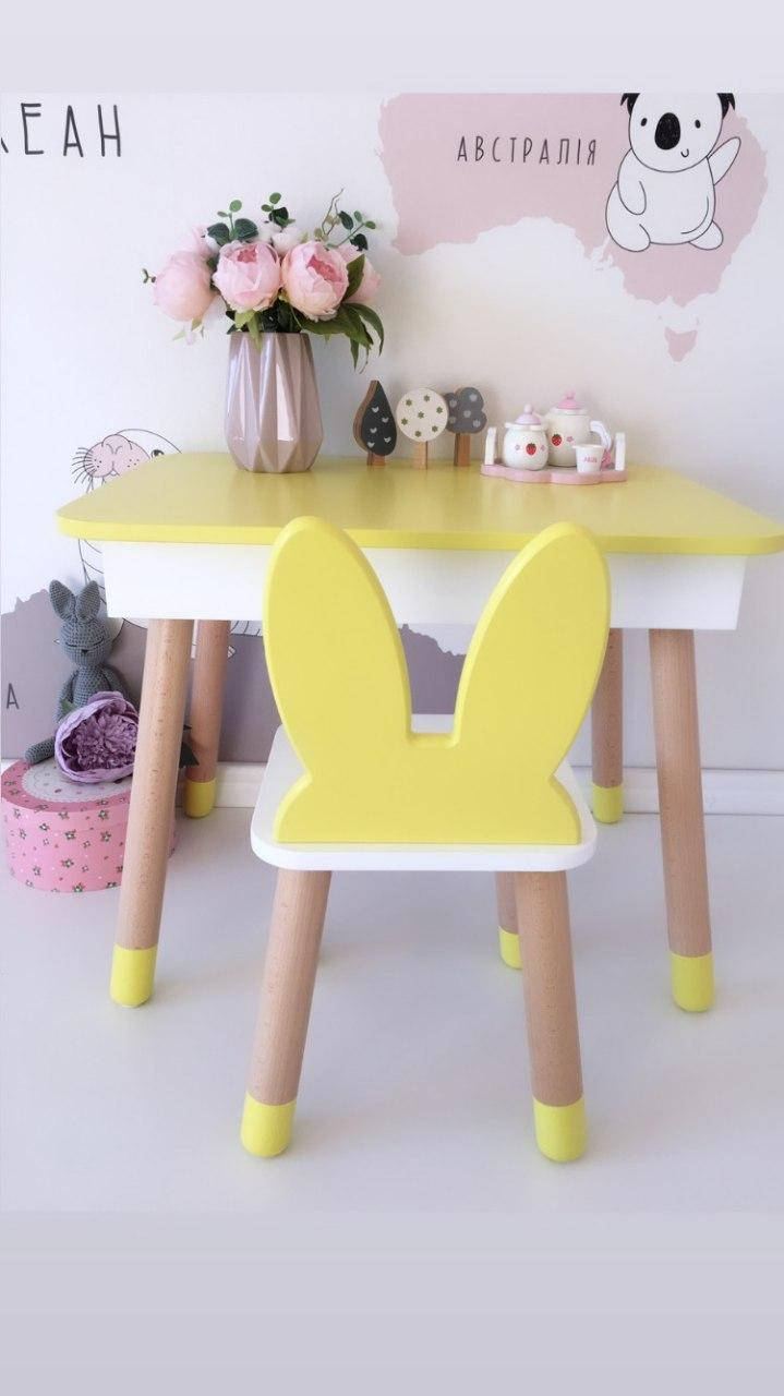 

Прямоугольный стол с пеналом и 1 стул зайка (модель2)