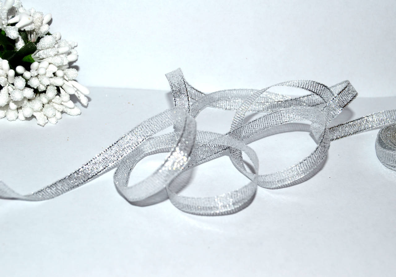 

Стрічка парча, 0,6см, колір- срібло